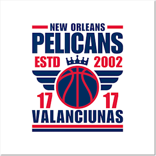 New Orleans Pelicans Valanciunas 17 Basketball Retro Posters and Art